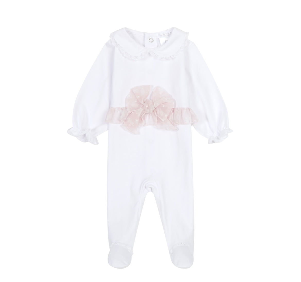 Chic by Deolinda white & pink chiffon bow babygrow