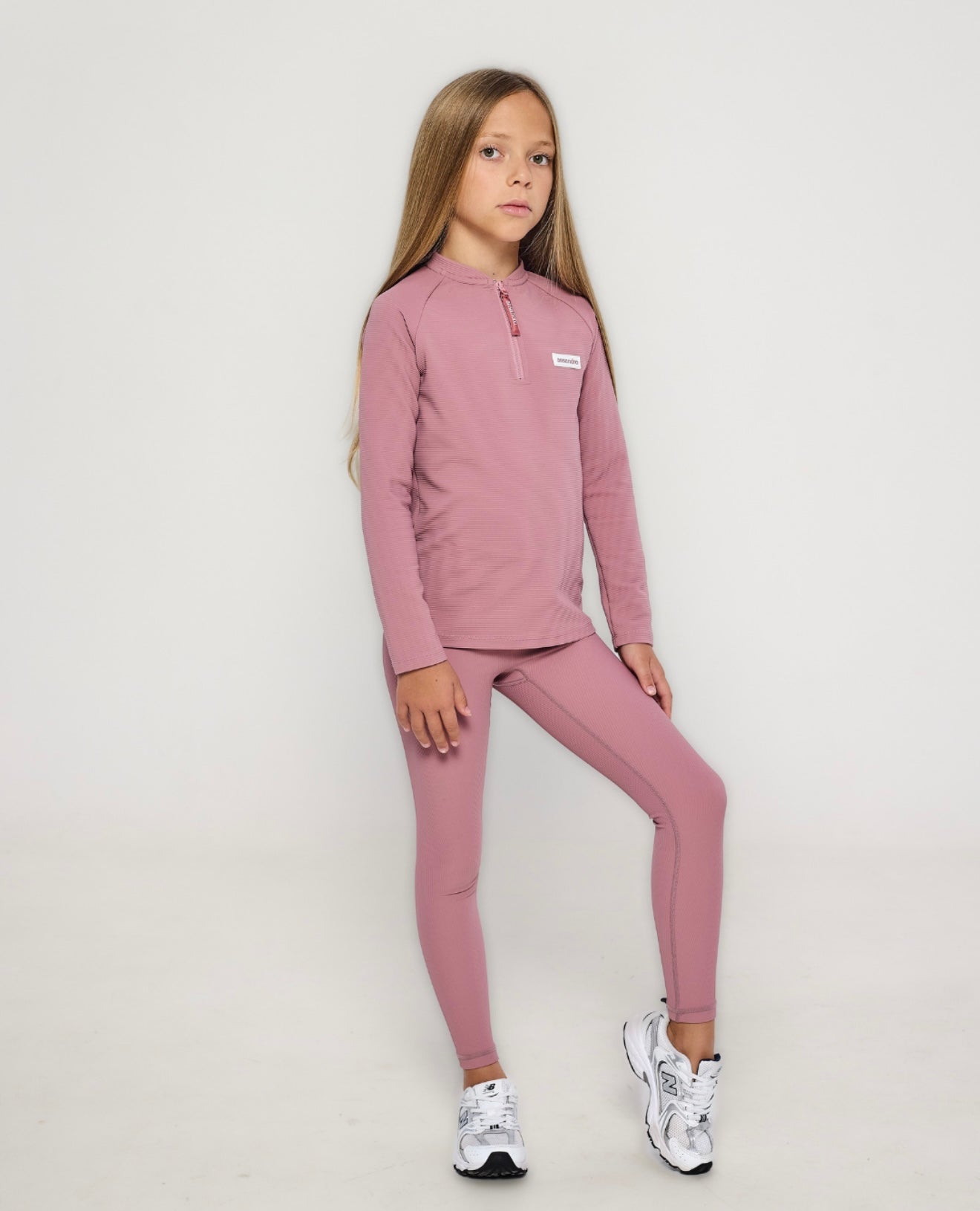 Ansandro dusty pink ribbed quarter zip & legging set