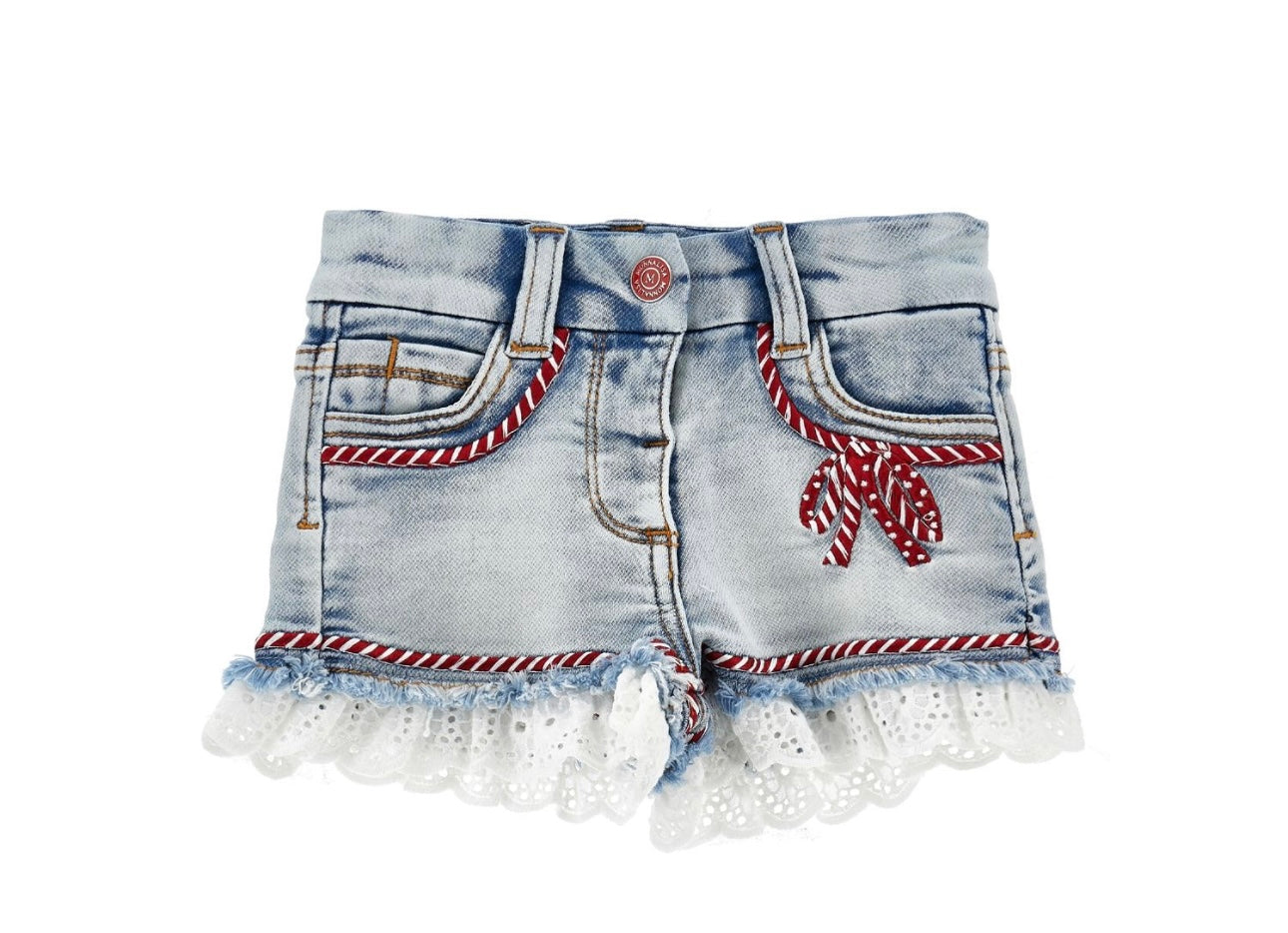 Monnalisa red bow denim 3 piece set