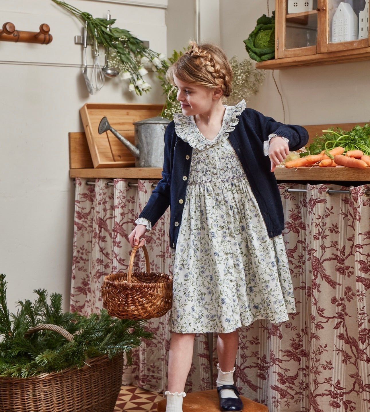 Kidiwi ‘Adeline’ blue floral smocked dress