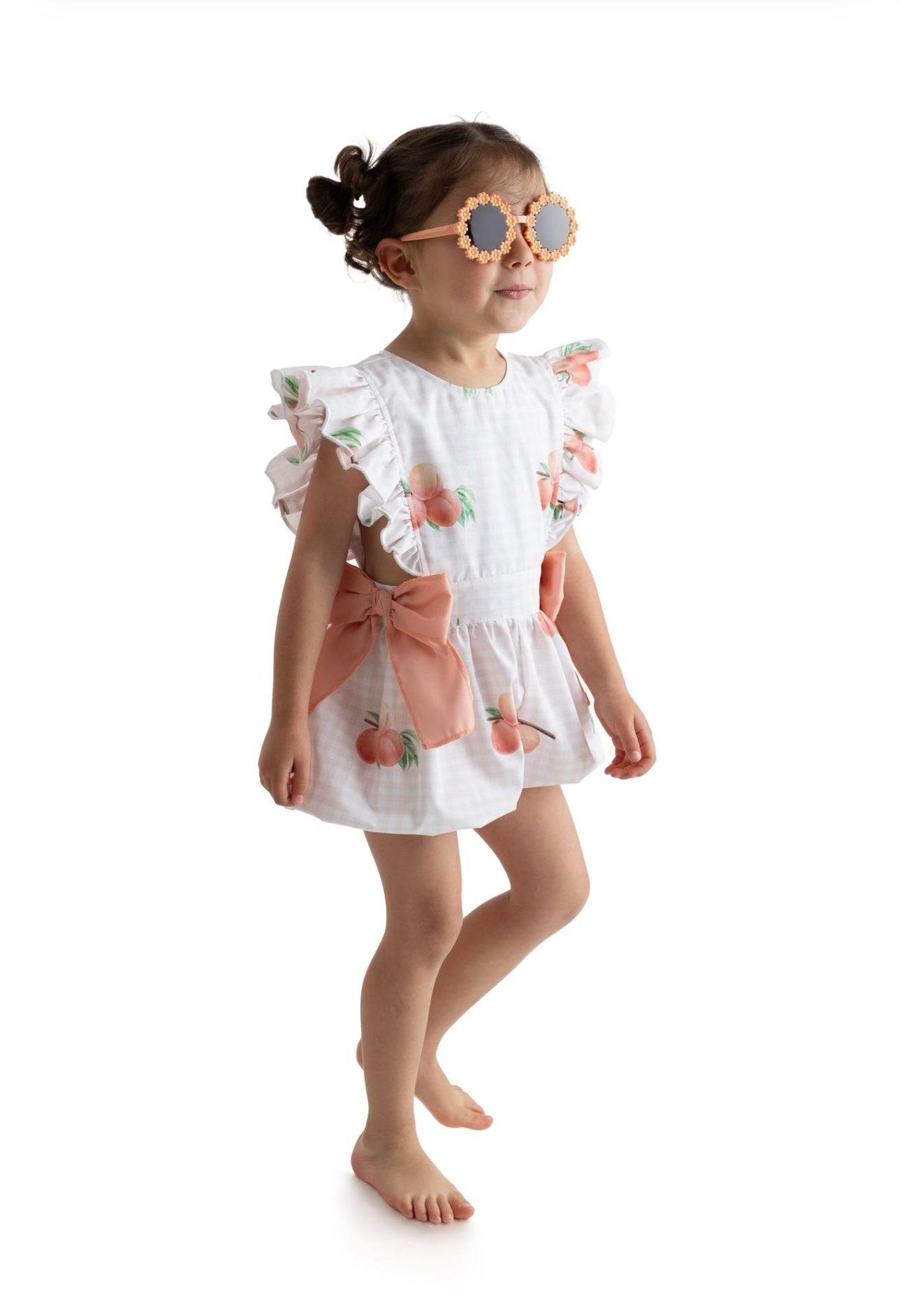 Meia pata peaches print bow playsuit