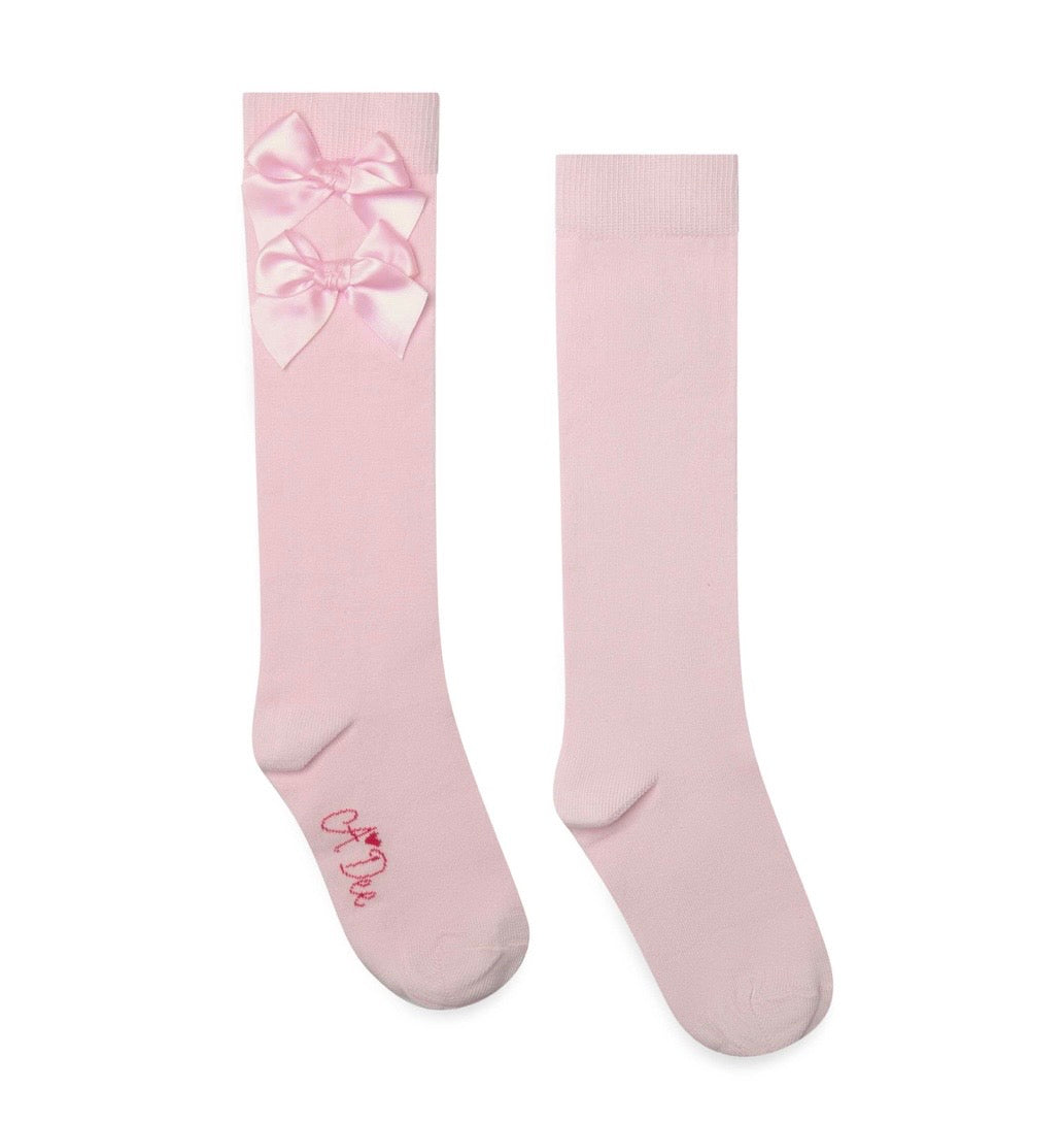 PRE ORDER - Adee Ariel pink bow knee high socks