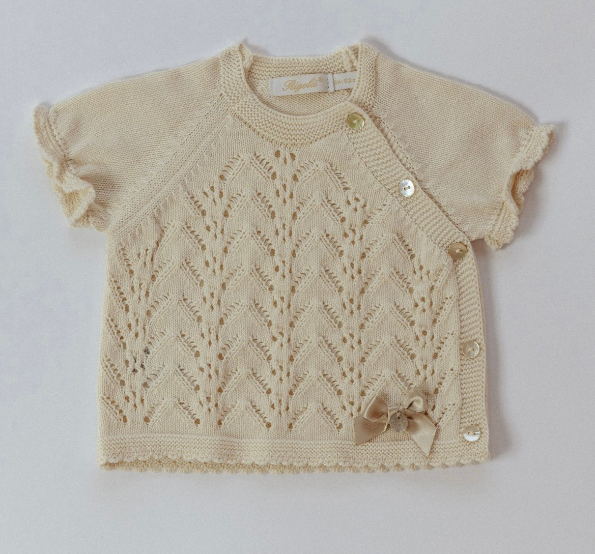 Rigola beige knit top & pant set