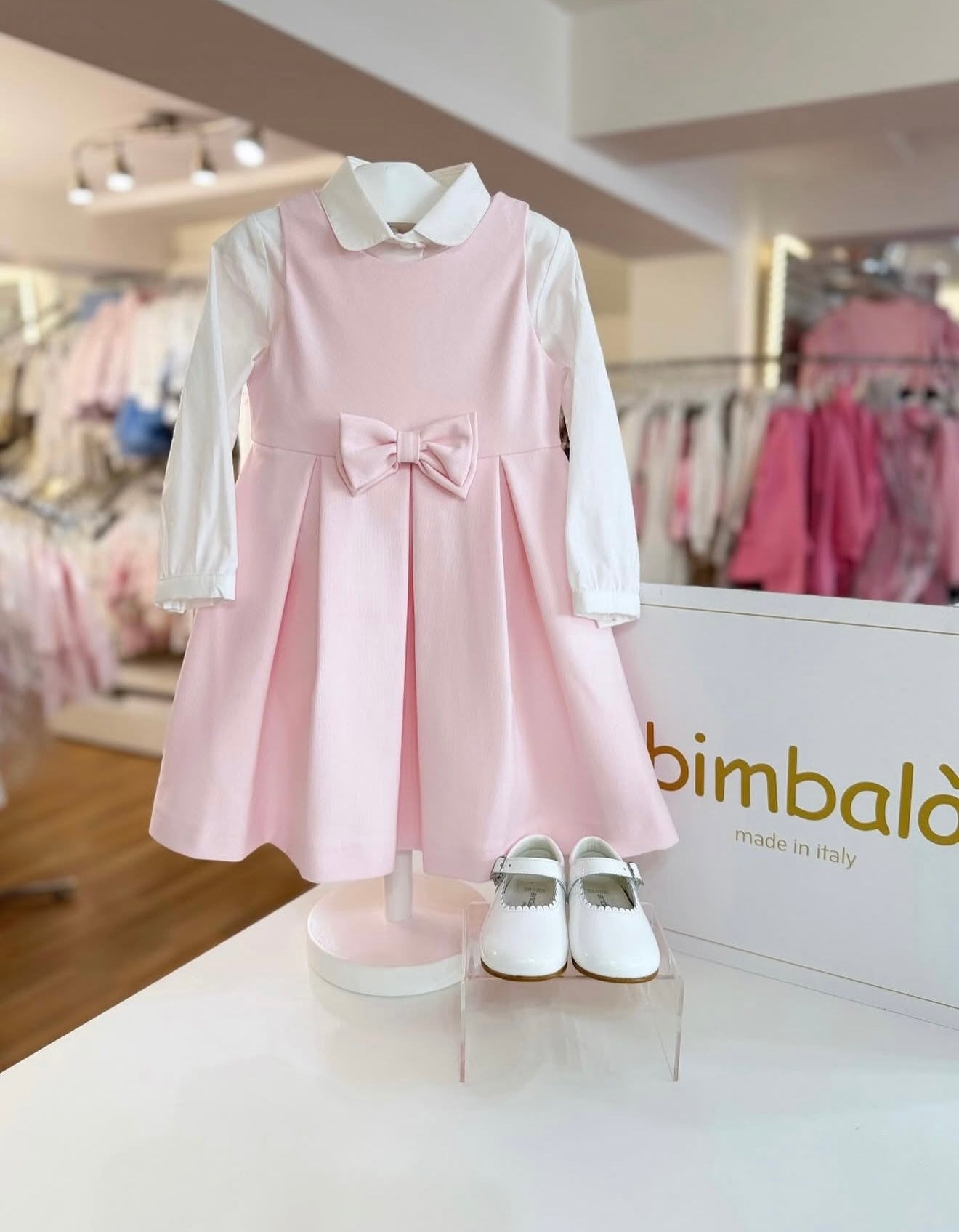 Bimbalo pink cotton pinafore & blouse