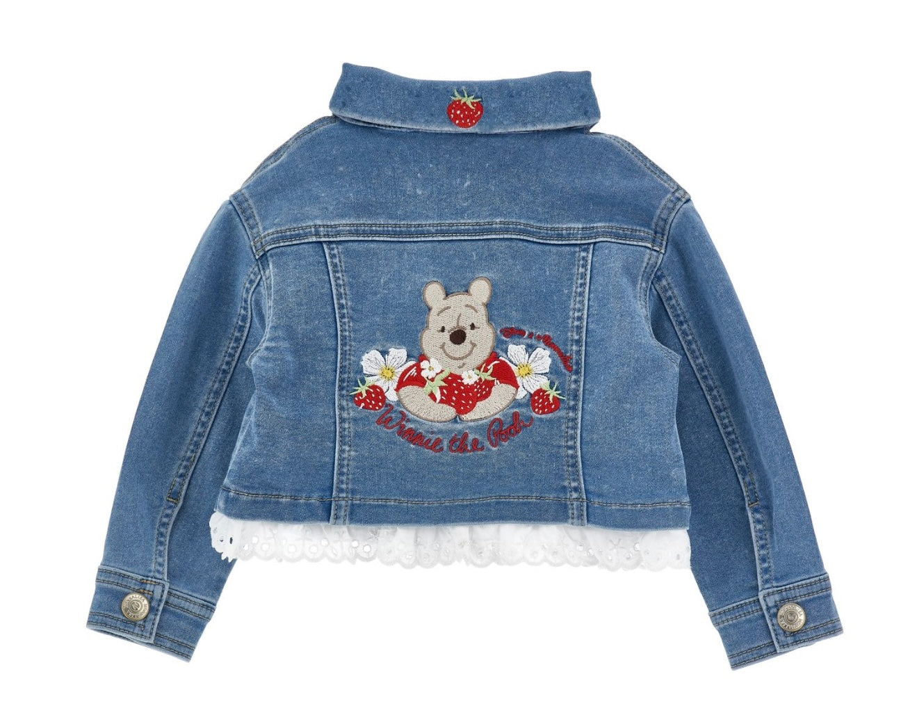 PRE ORDER - monnalisa Winnie the Pooh strawberries denim jacket