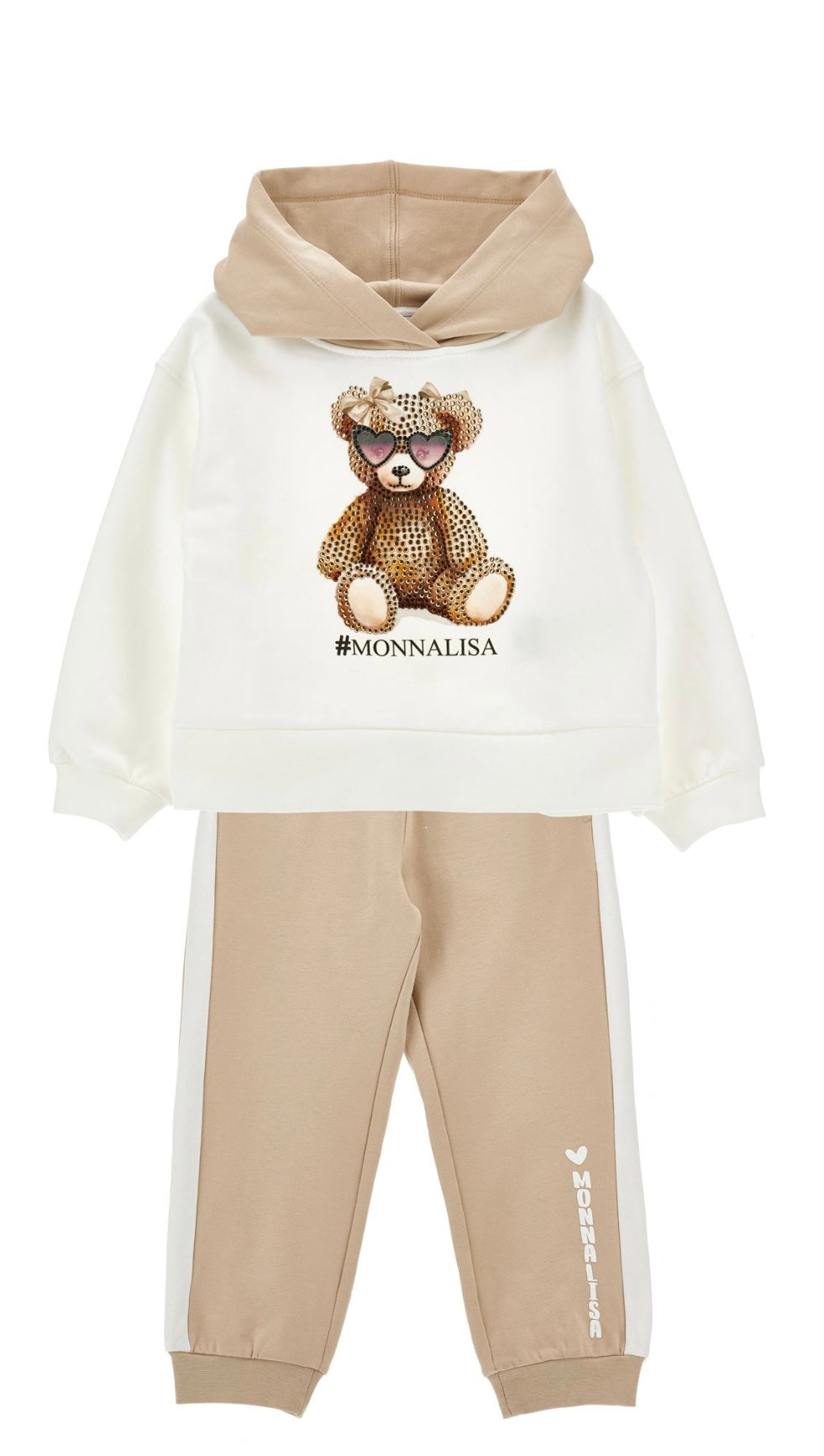 PRE ORDER - Monnalisa beige & white teddy tracksuit