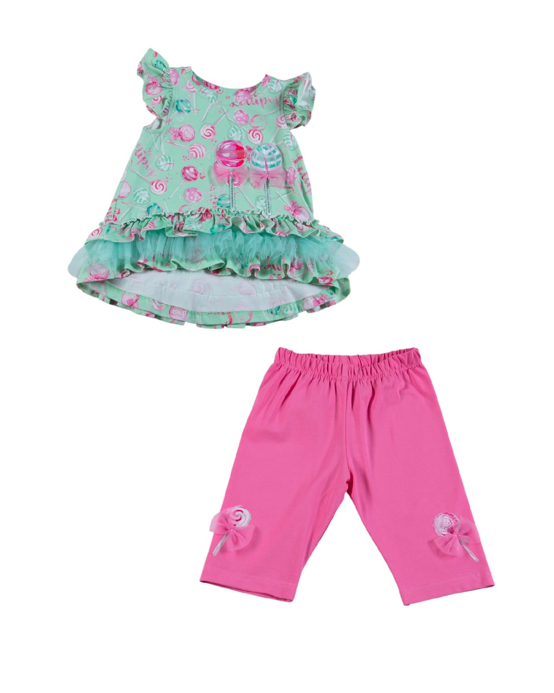 Daga more sugar mint green & pink short set