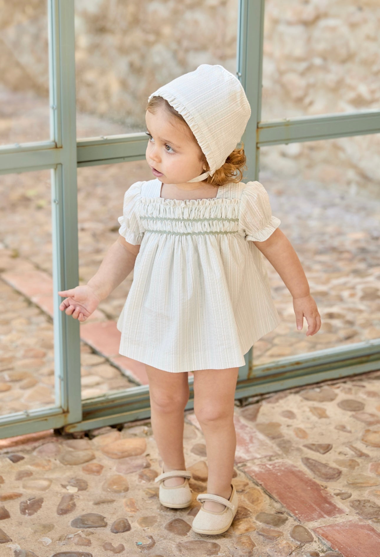 Martin Aranda pistachio cotton stripe dress & pant set