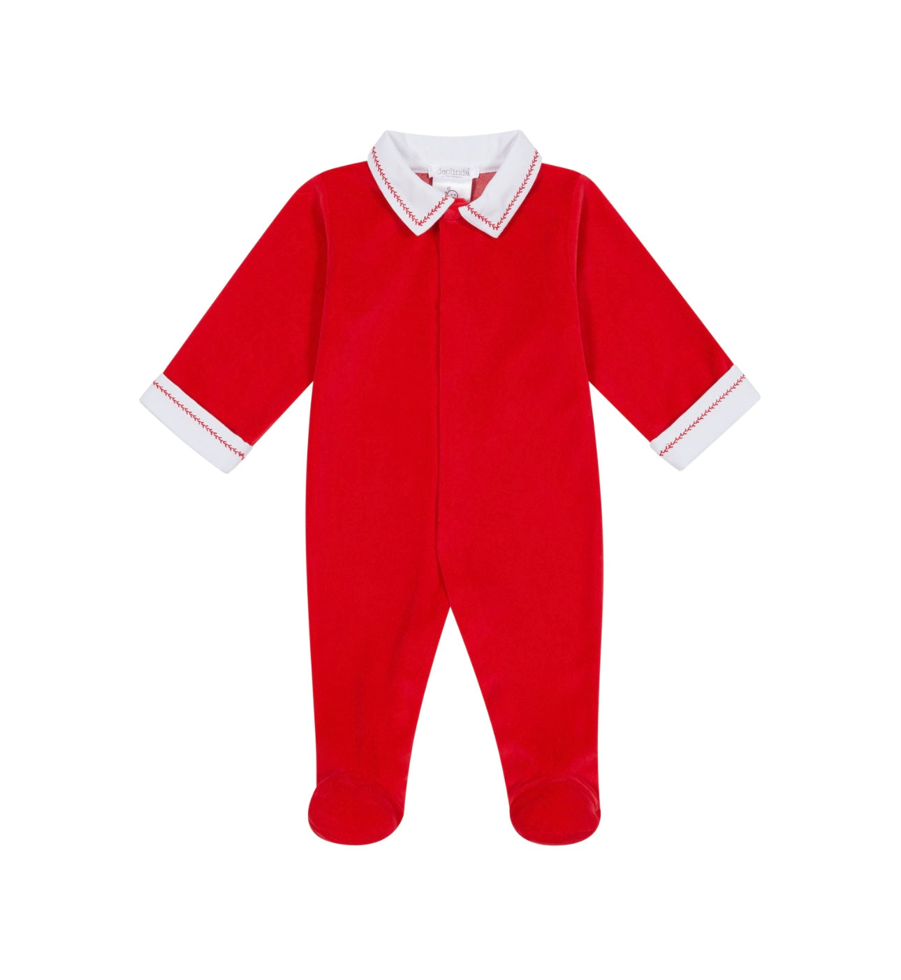 Deolinda red velour baby grow