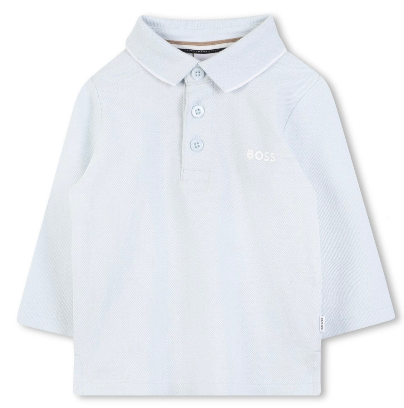 boss pale blue long sleeve logo polo shirt