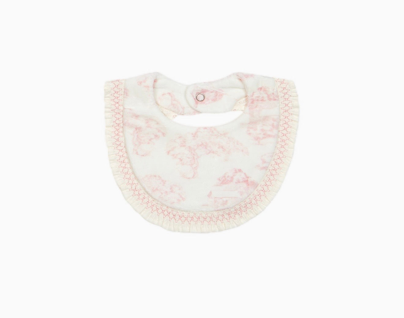 PRE ORDER - Deolinda pink toile print smocked bib