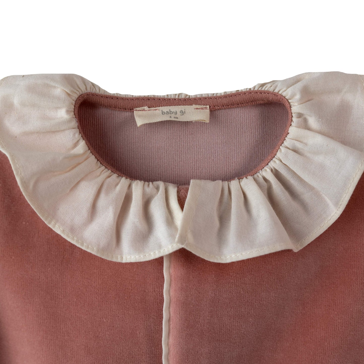 Baby gi old rose velour angel wing babygrow