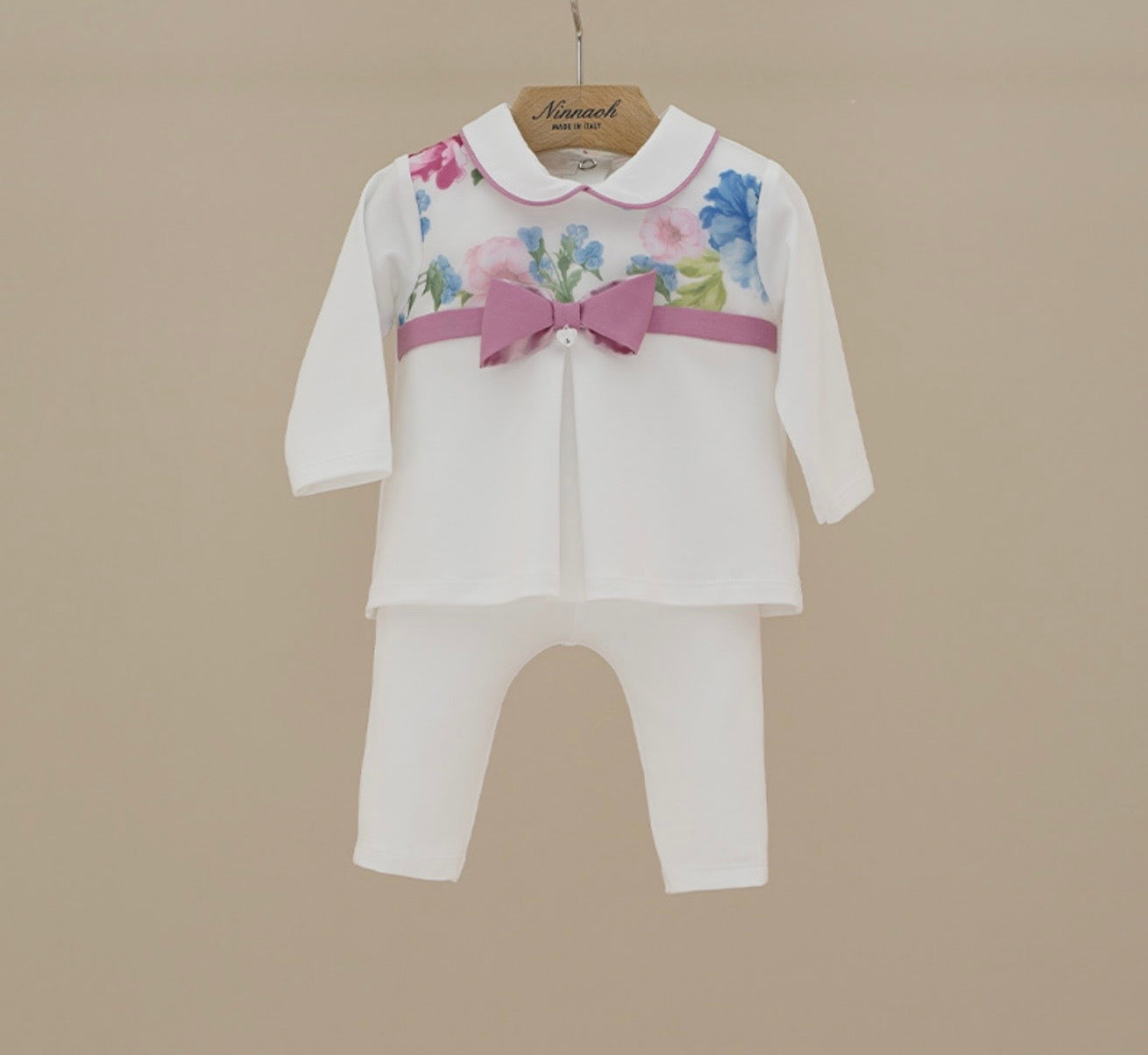 Ninnoah pink & blue roses legging set