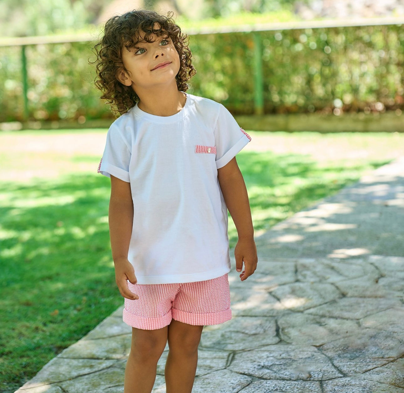 Rapife coral stripe T-shirt & short set