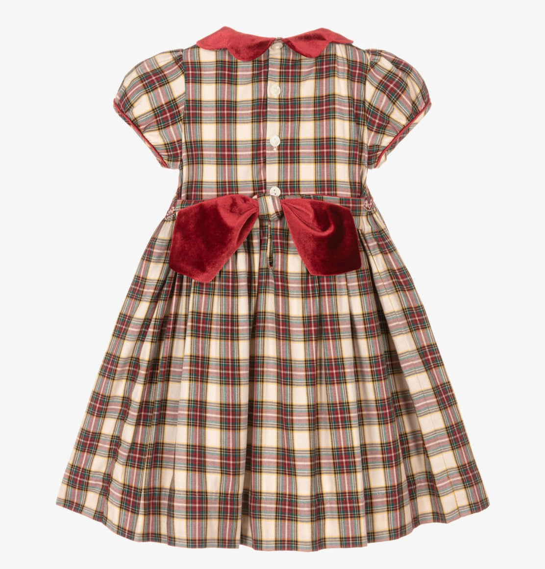 Kidiwi red tartan hand smocked dress