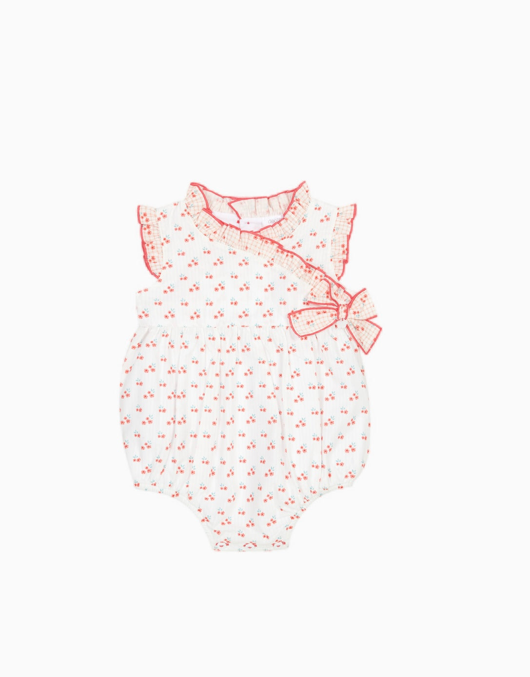 Deolinda coral floral bow romper