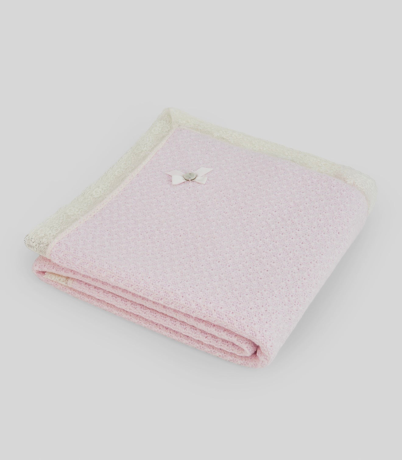 Paz Rodriguez light pink knitted lace blanket