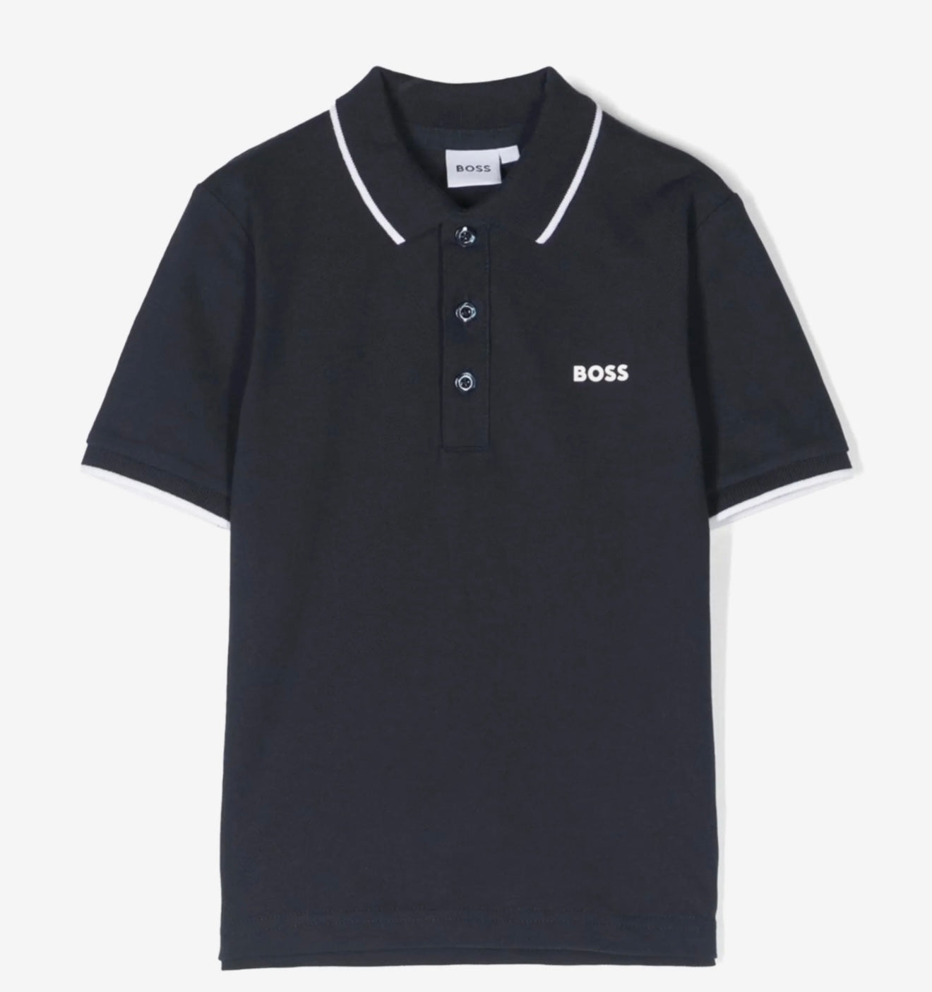 Boss navy & white trim logo polo