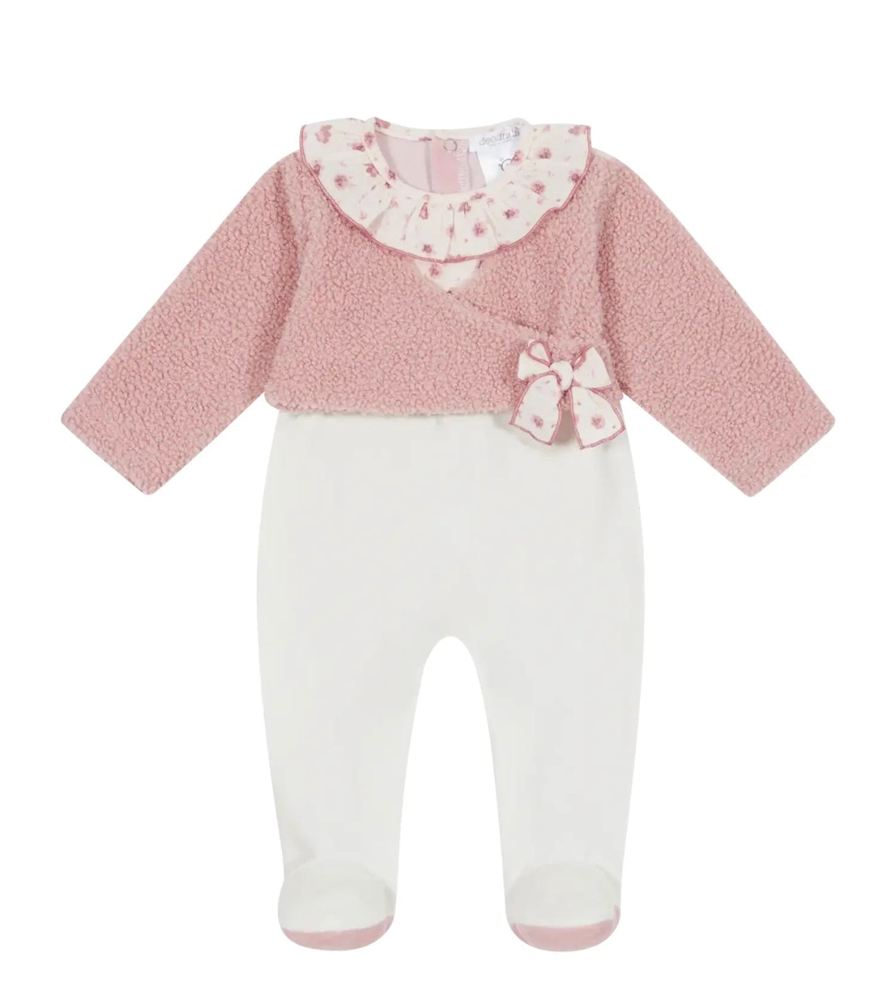 Deolinda dusky pink fleas bow baby grow