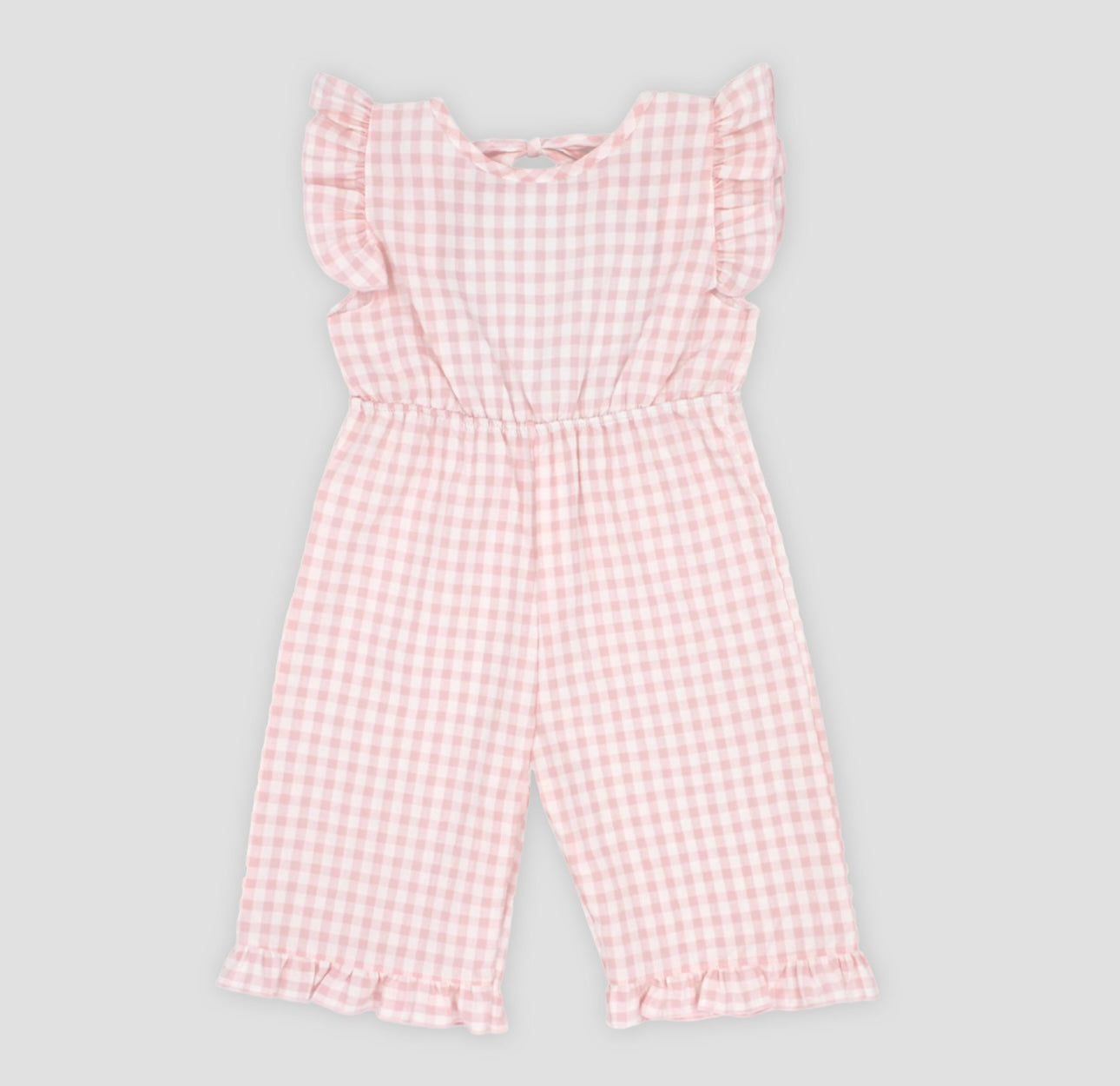 Rapife pink gingham frilled jumpsuit