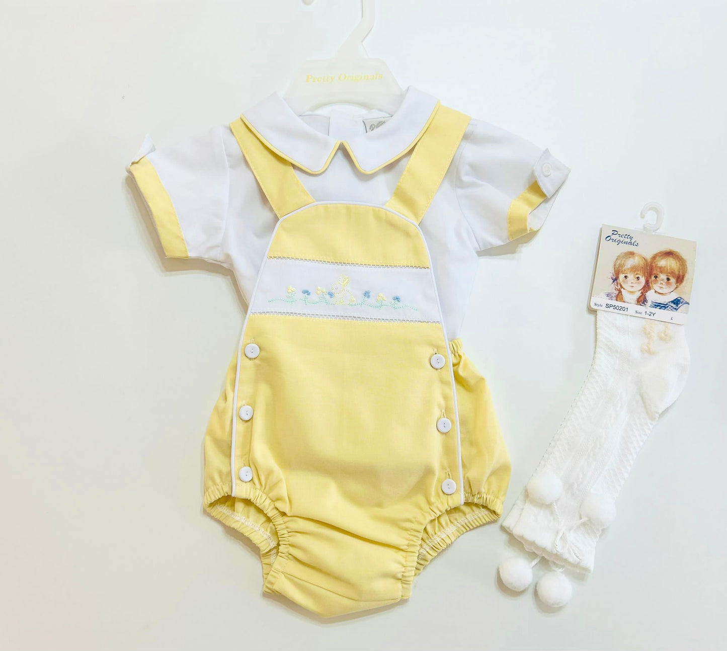 Pretty originals boys yellow romper and shirt set