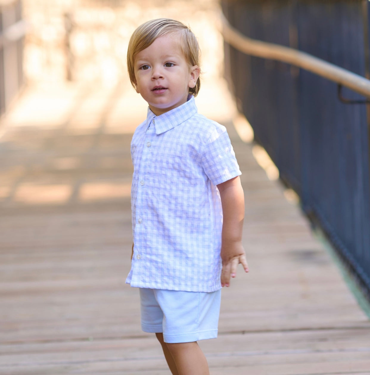 Rapife blue & white gingham shirt and short set