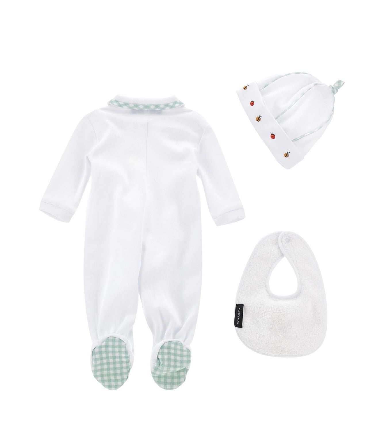 Monnalisa mint green duck babygrow 3 piece set