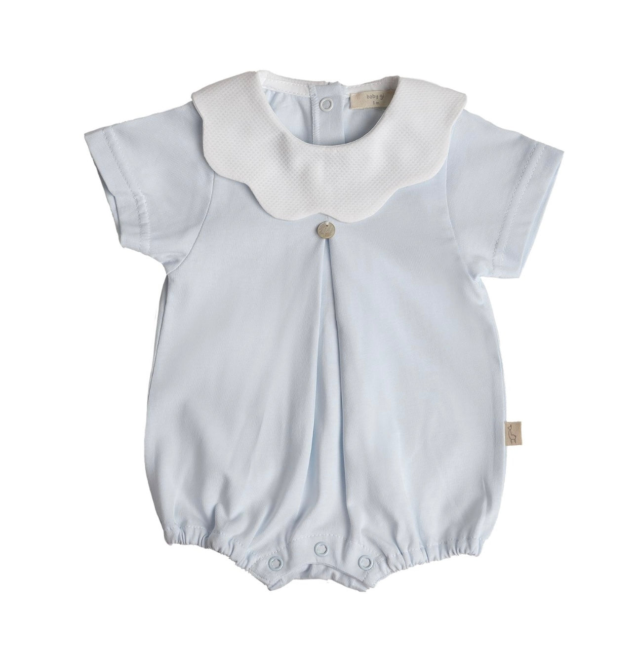 Baby Gi blue scalloped cotton romper
