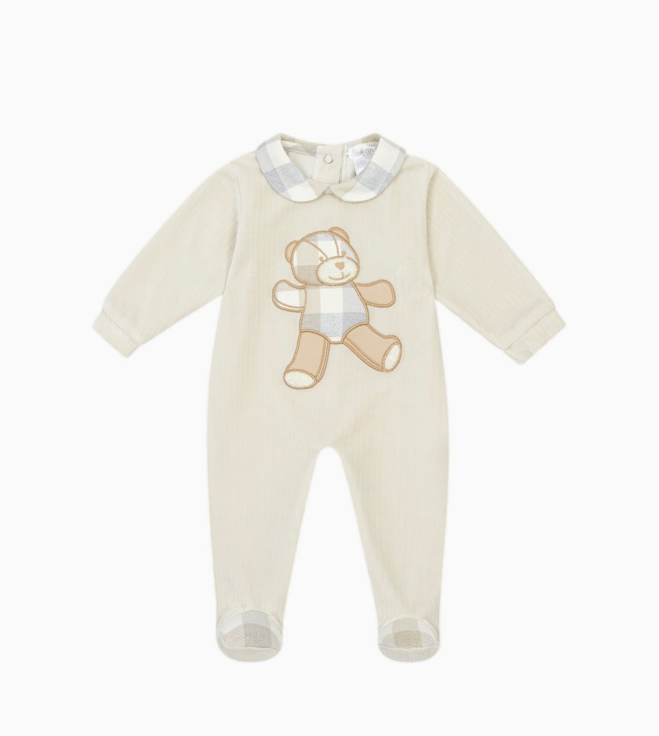 PRE ORDER - Deolinda beige Teddy velour babygrow