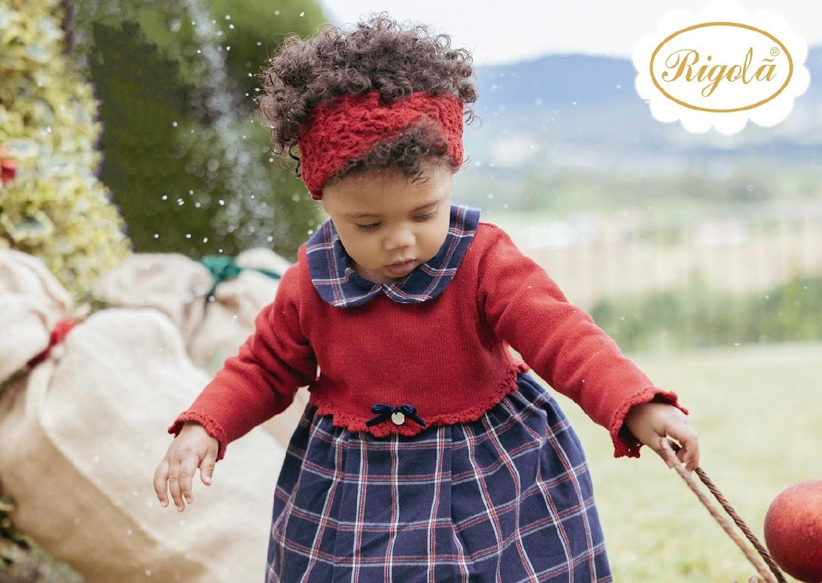 Rigola red & navy half knit dress