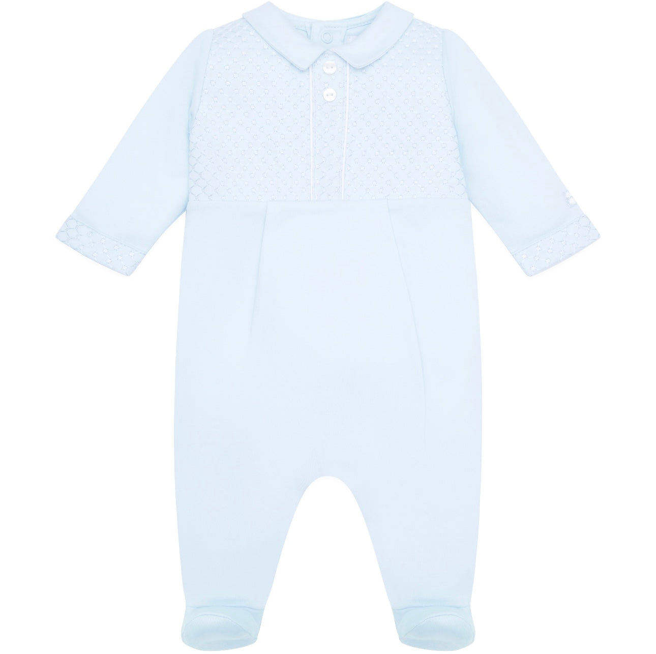 Emile et rose baby blue embroidered babygrow