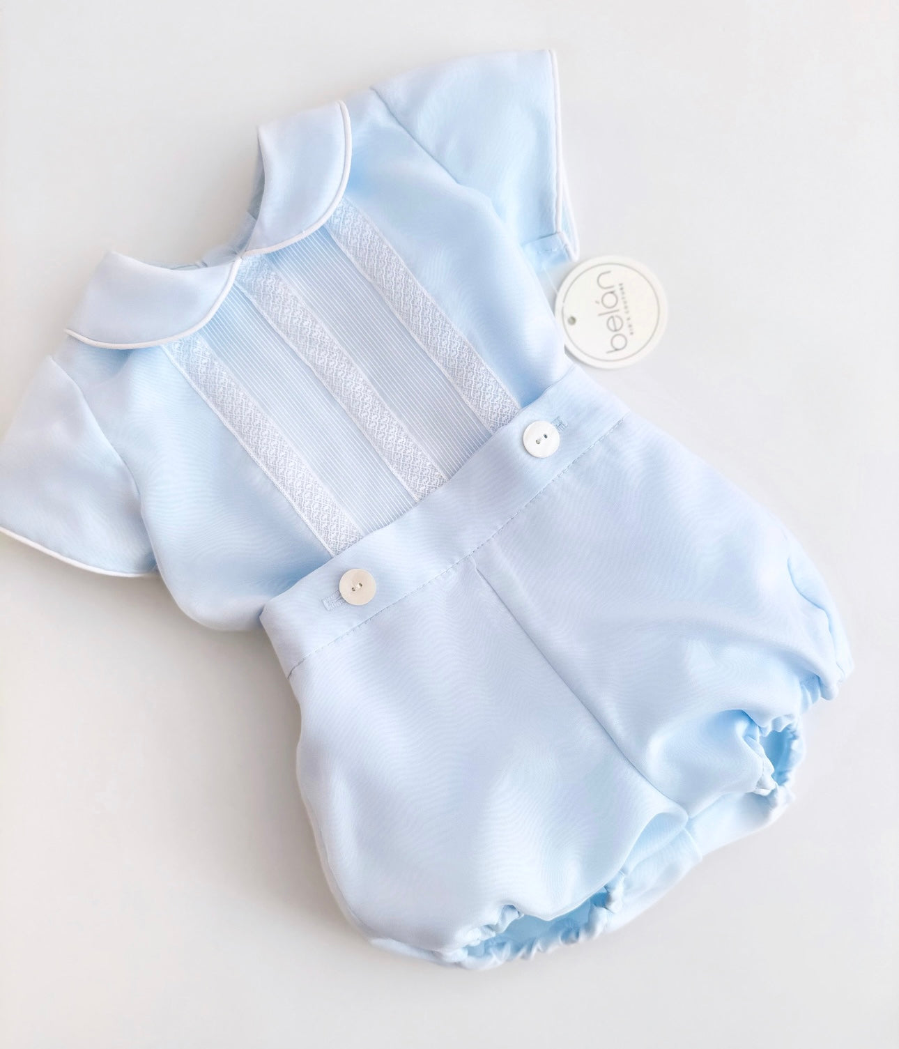Belan couture blue shirt & short bustier suit