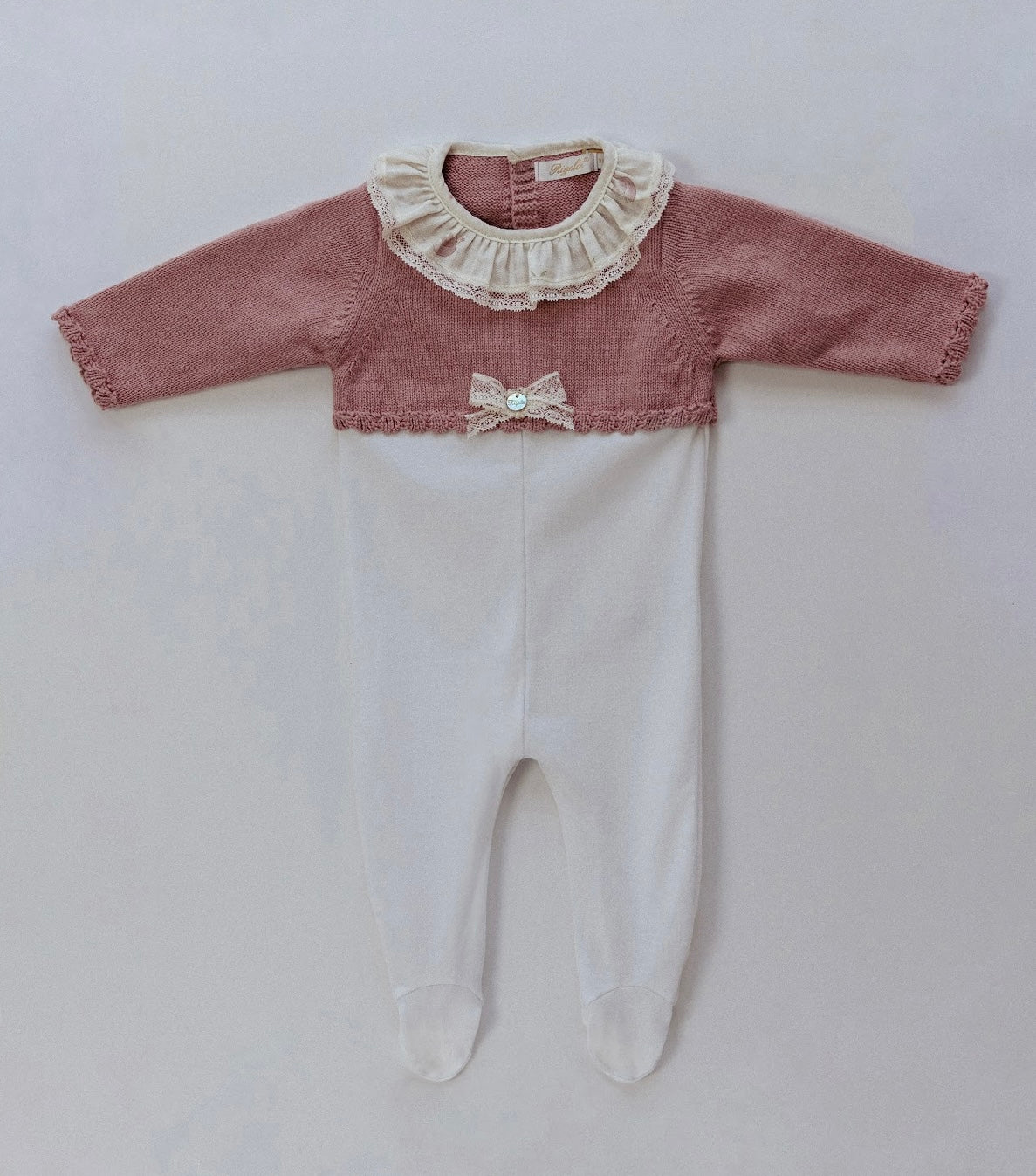 Rigola dusky pink half knit baby grow
