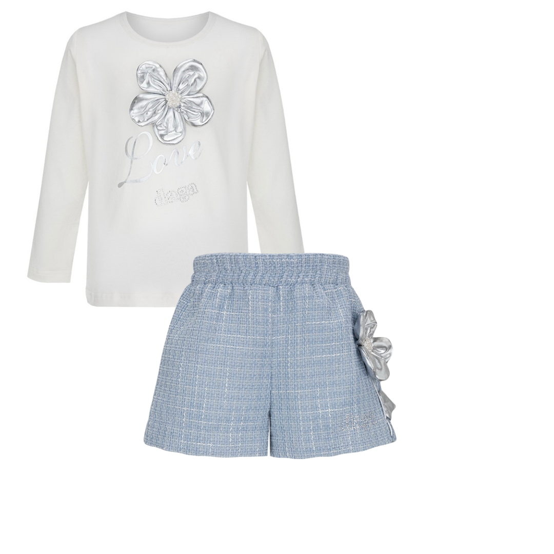 Daga blue mirage white & blue tweed short set
