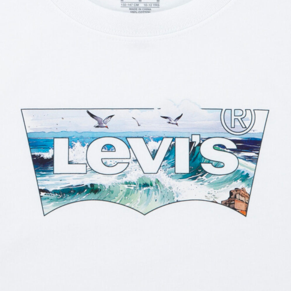 Levi’s white ocean print cotton T-shirt