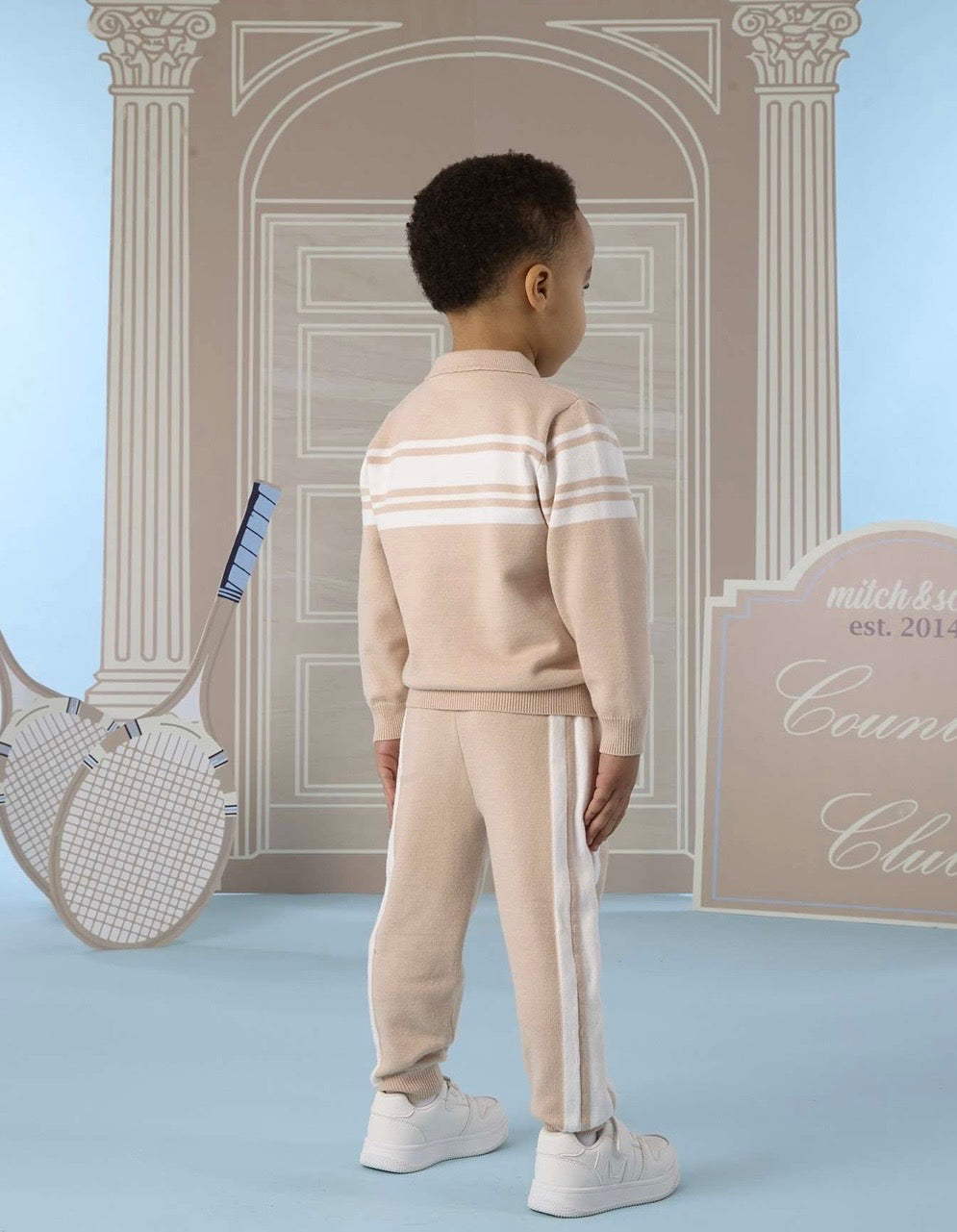 PRE ORDER - Mitch & son Travis Beige knitted tracksuit set