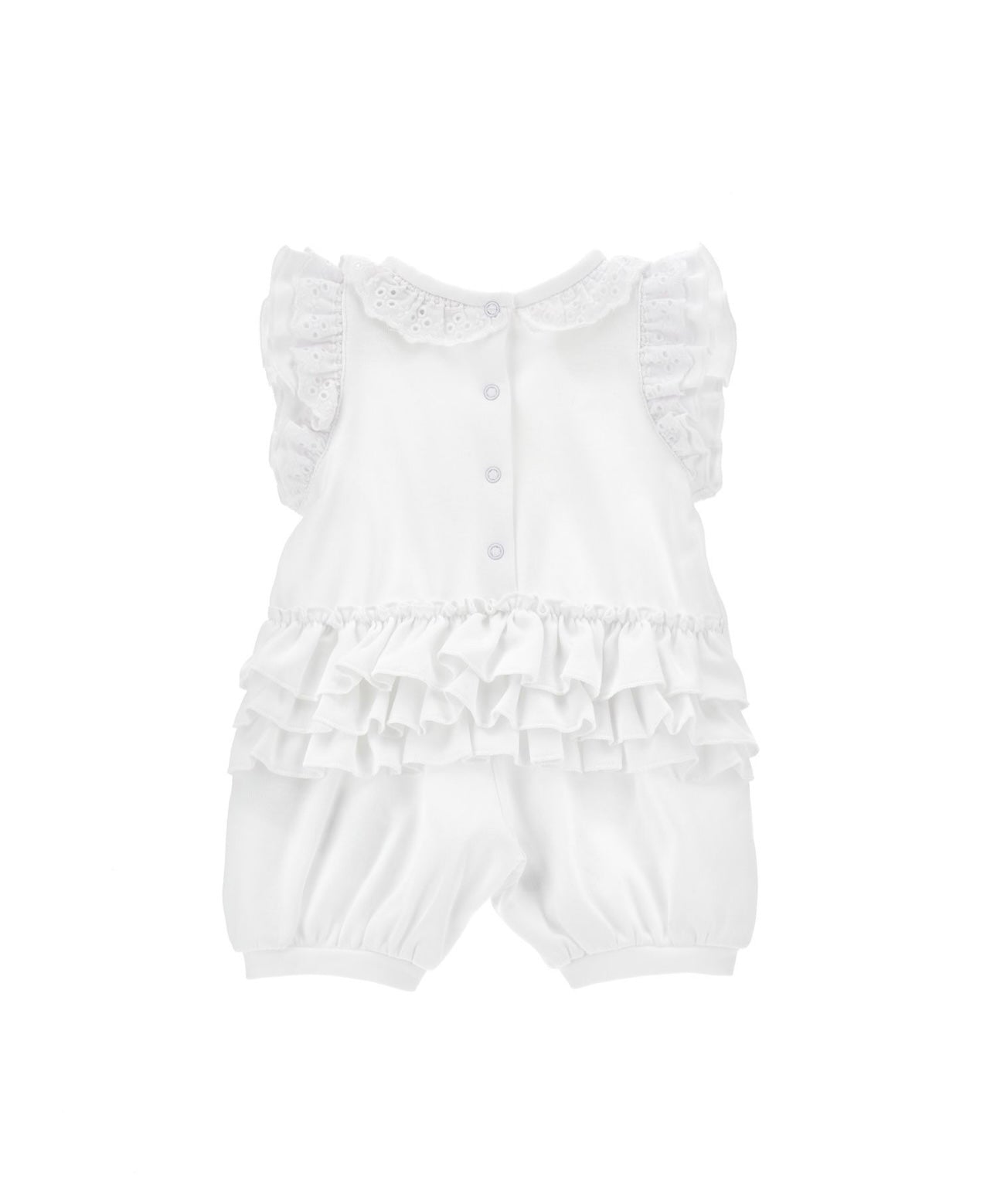 Monnalisa white & gold bow frilled romper