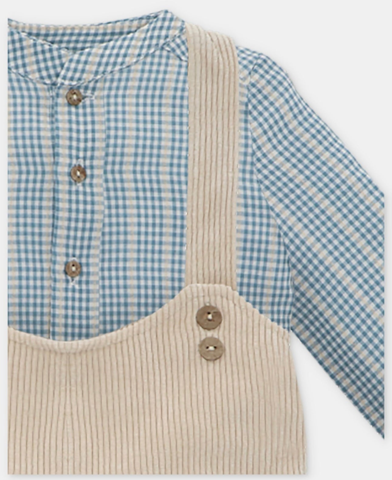 Martin Aranda blue & beige check dungaree set