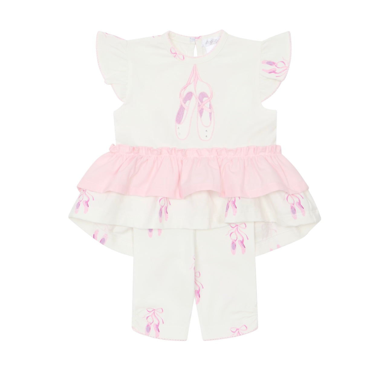 Deolinda girls pink & white ballet legging set