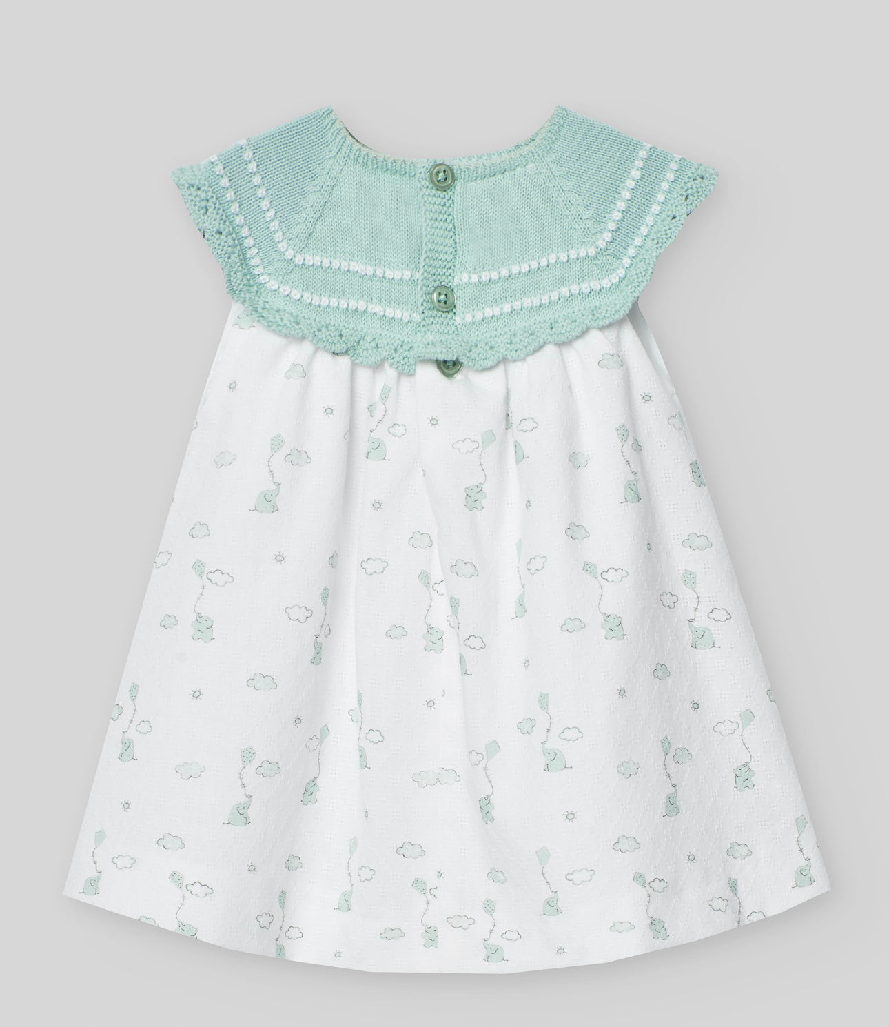 Paz Rodriguez mint green elephant half knit dress