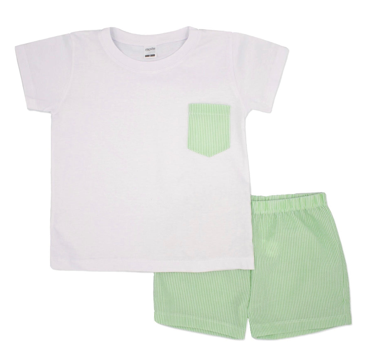 Rapife boys green stripe top & shirt set