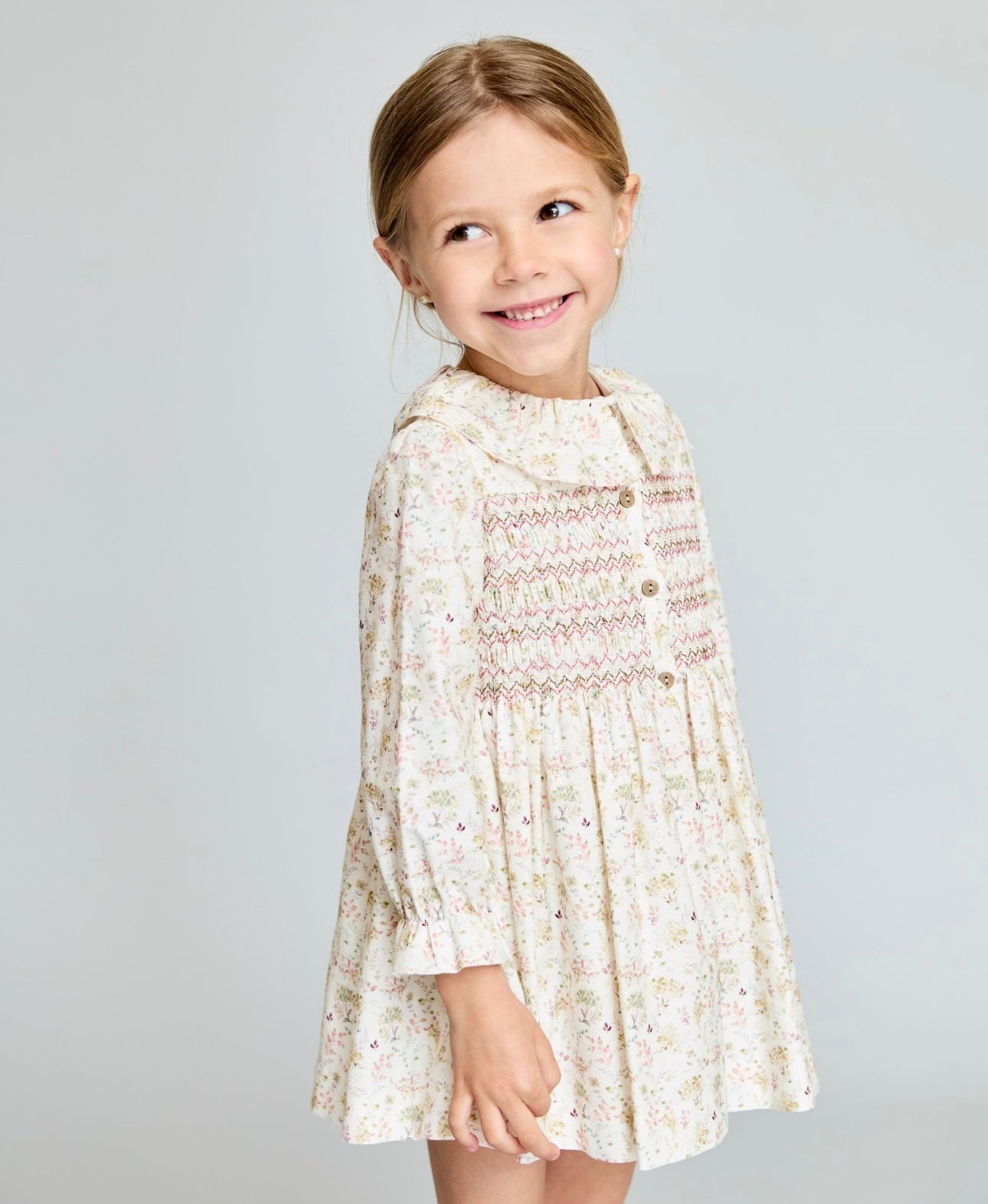 Martin Aranda pink floral smocked dress