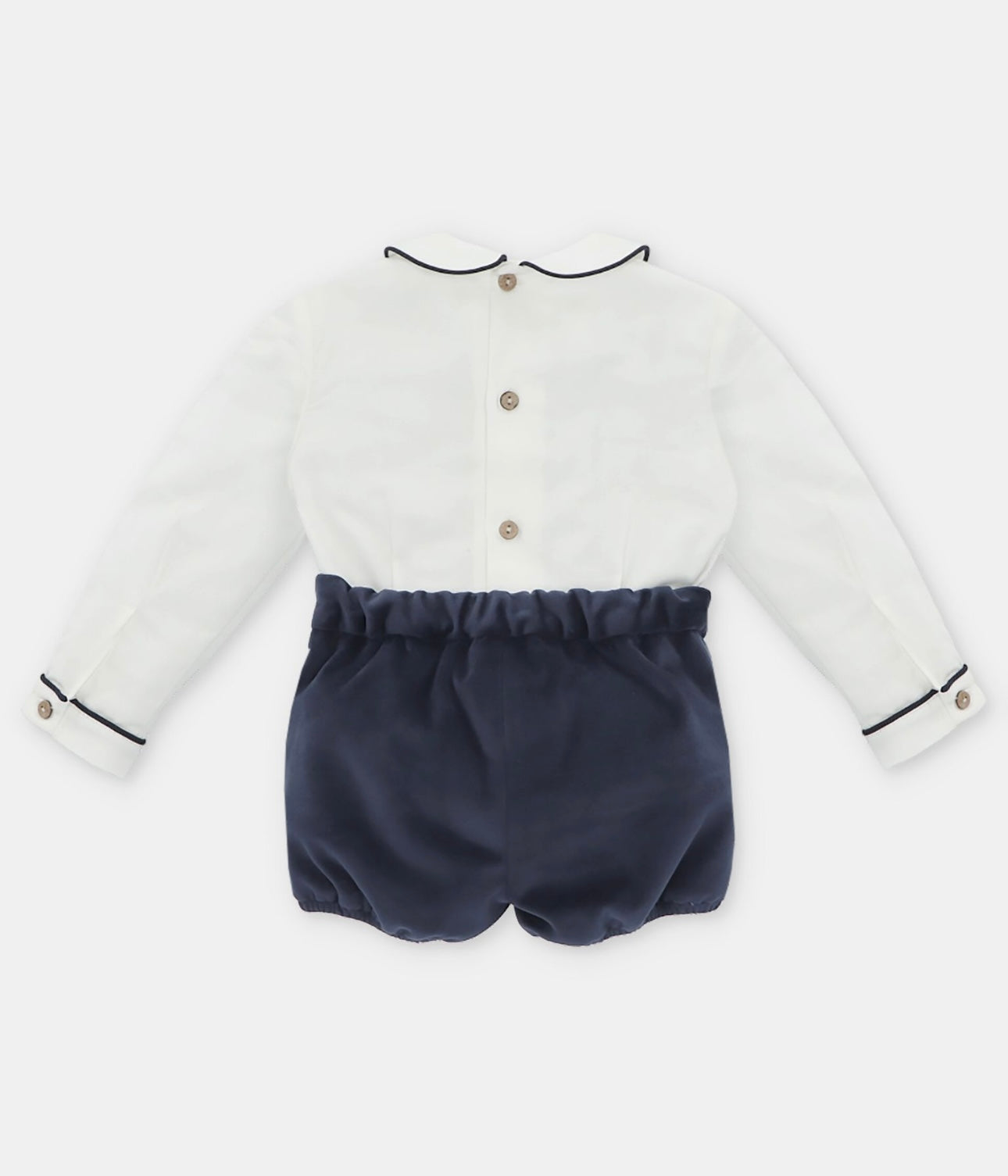 Martin Aranda navy blue & white velvet short set