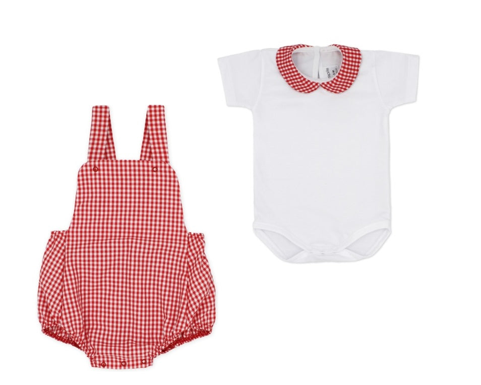 Rapife red check romper & body set