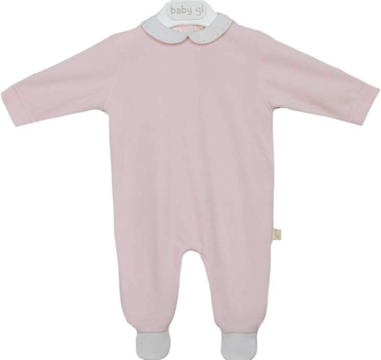 Baby Gi pink & white dotted collar cotton babygrow