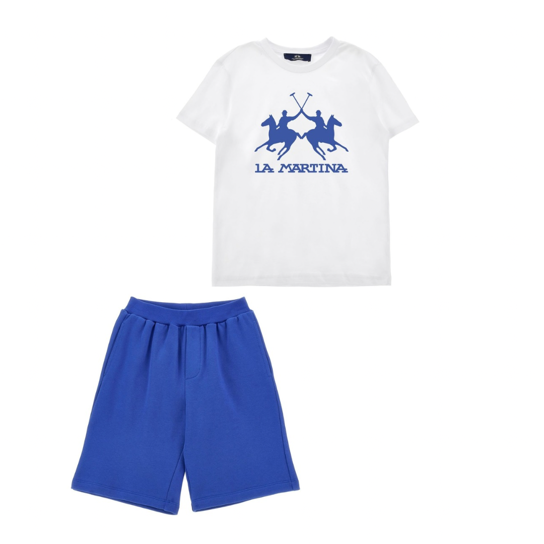 La Martin royal blue logo T-shirt and short set