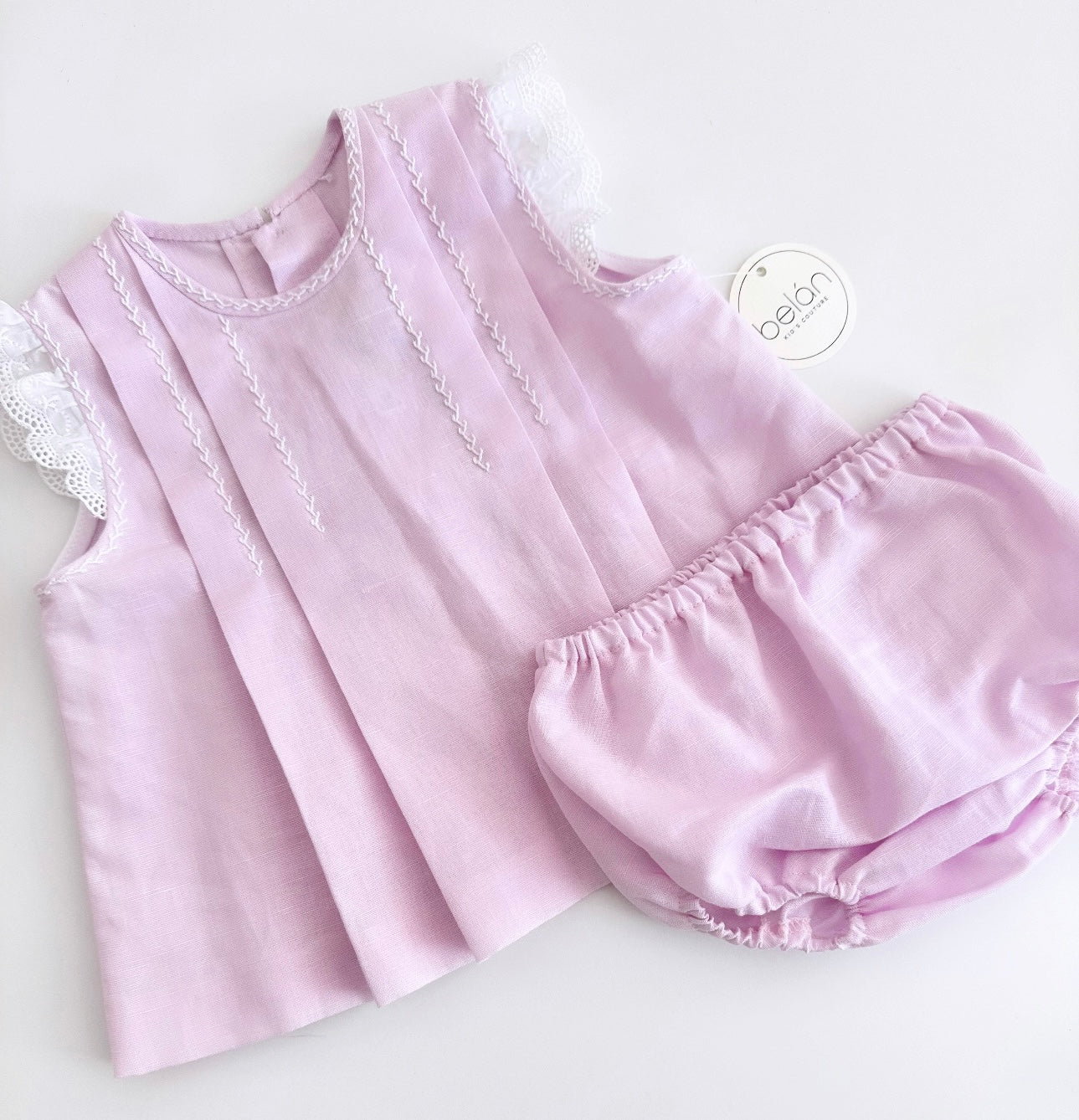 Belan couture lilac embroidered dress & pant set