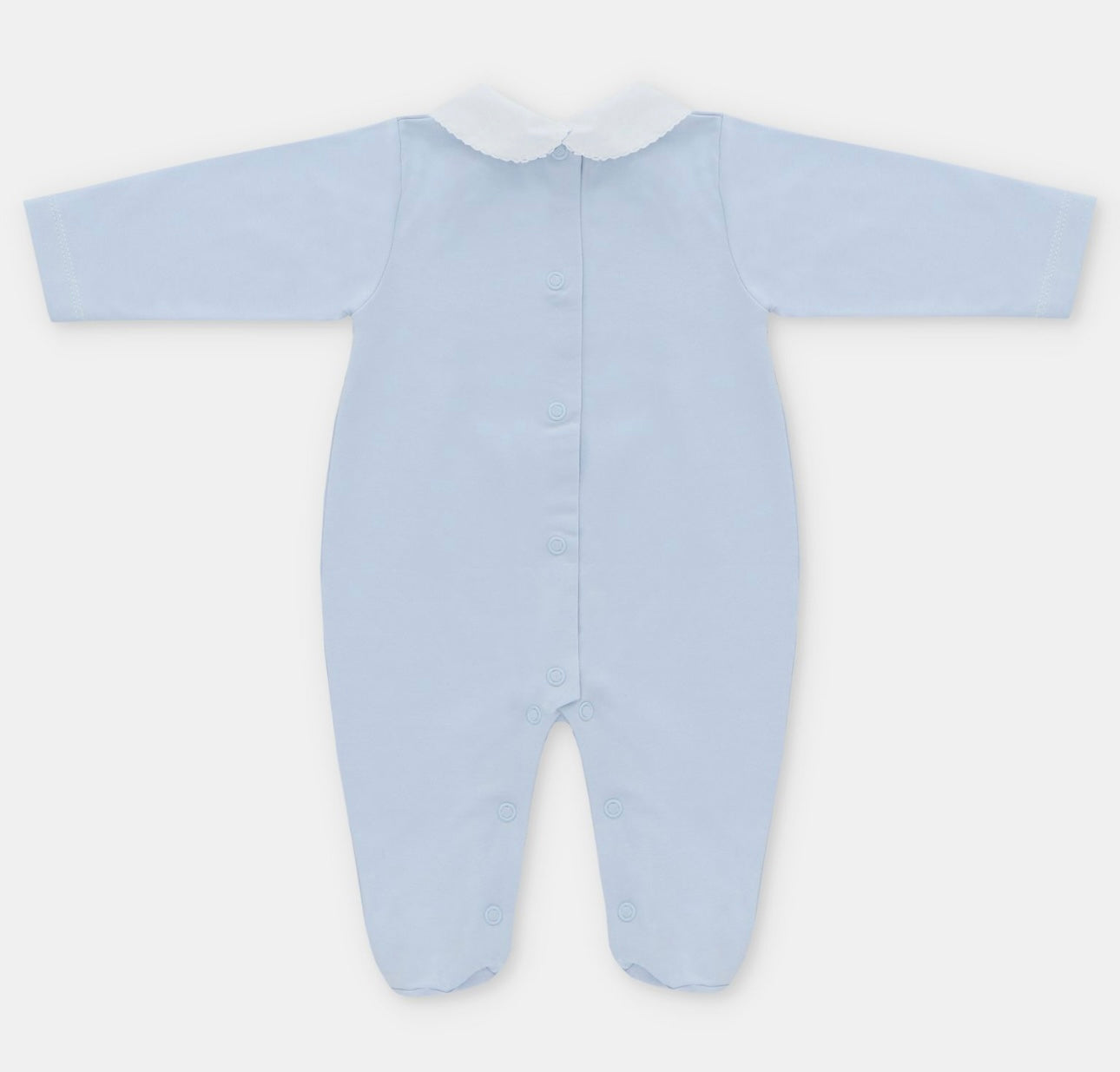 Martin Aranda blue smocked babygrow