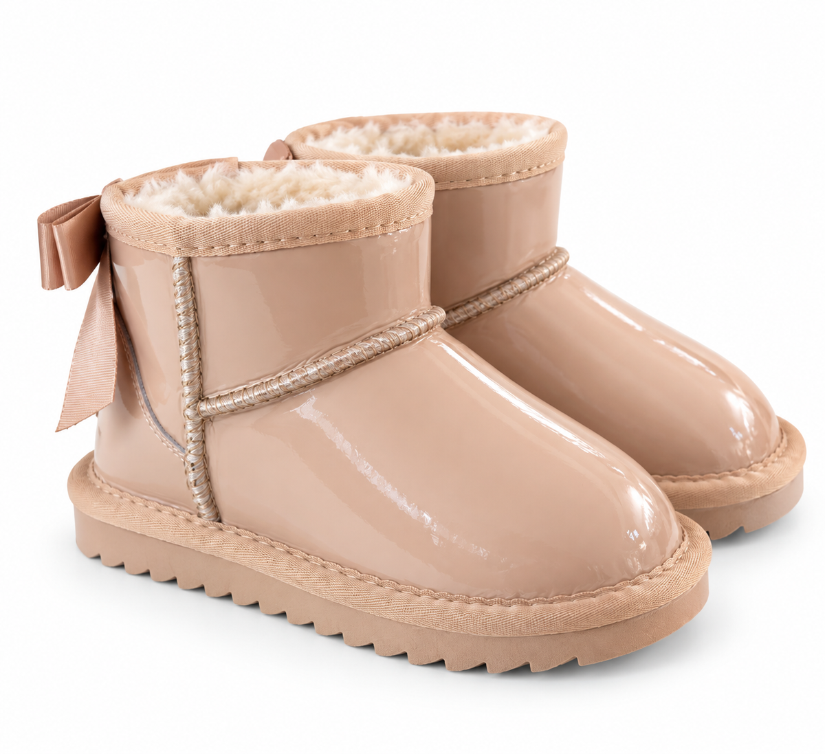 Lelli Kelly beige patient bow fur boots