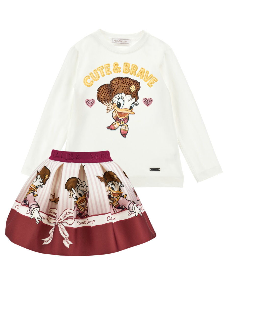 PRE ORDER - monnalisa Daisy Duck Maroon skirt set